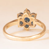Anello a margherita in oro giallo 9K con zaffiri (1.20ctw ca.), anno 1992