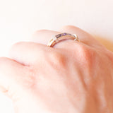 Anello vintage in oro giallo e bianco 9K con ametiste (0.70ctw ca.) e diamanti (0.03ctw ca.), anni ‘70