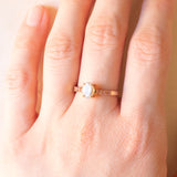 Anello vintage in oro giallo 9K con acquamarina (0.65ct ca.) e tormaline rosa (0.12ctw ca.), anno 2005