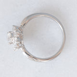 Anello a margherita vintage in platino con diamanti di taglio brillante (1.02ctw), anni ‘70/‘80