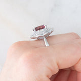 Anello vintage in platino con tormalina (3.50ct) e diamanti (1.22ctw), anni ‘80