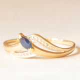 Anello vintage in oro giallo e bianco 18K con zaffiro, anni ‘60