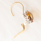 Orecchini antichi in oro giallo 18K e argento con quarzi citrini (4ctw ca.), primi del ‘900