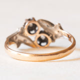 Anello Toi et Moi Art Nouveau in oro giallo 18K e argento con diamanti di taglio rosetta, anni ‘10/‘20