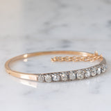 Braccialetto rigido antico in oro giallo 18K e argento con diamanti di taglio vecchia miniera (2ctw ca.), primi del ‘900