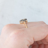 Toi et Moi con fiori in oro giallo 9K con zaffiri (0.40ctw ca.) e diamanti (0.02ctw ca.), anno 1997