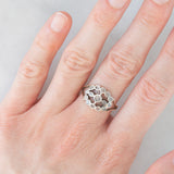 Anello antico in oro giallo 14K e argento con diamanti di taglio rosetta, primi del ‘900