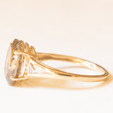 Anello da cocktail vintage in oro giallo 9K con quarzo citrino (4.20ct ca.) e diamanti