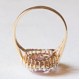 Anello a margherita vintage in oro giallo e bianco 9K con ametista (3.40ct ca.) e diamanti, anni ‘80/‘90