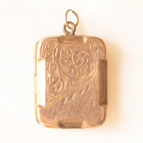 Ciondolo portafoto antico con lamina in oro giallo 9K su metallo, primi del ‘900