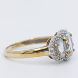 Anello vintage in oro giallo 9K con acquamarine (1.70ctw ca.) e diamanti (0.20ctw ca.), anno 2005