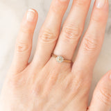 Anello a fiore vintage in oro giallo 9K con diamanti (0.10ctw ca.), anni ‘70/‘80