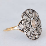 Anello antico in oro giallo 18K e argento con diamanti di taglio rosetta (1ctw ca.), primi del ‘900