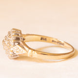 Anello a fiore vintage in oro giallo e bianco 9K con diamanti (0.25ctw ca.), anni ‘60/‘70