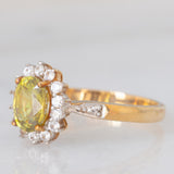 Anello a margherita in oro giallo 9K con sfene (0.98ct) e zirconi