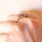 Anello vintage in oro giallo 9K con ametiste (0.50ctw ca.) e diamanti, anno 1990