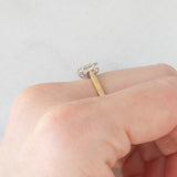 Anello a margherita vintage in oro giallo e bianco 9K con diamanti di taglio brillante (0.25ctw ca.), anni ‘80/‘90