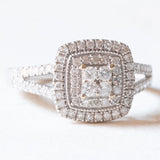 Anello vintage in oro bianco 9K con diamanti (0.50ctw ca.), anni ‘80/‘90