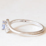 Anello vintage in oro bianco 9K con tanzanite (0.20ct ca.) e diamanti, anni ‘90