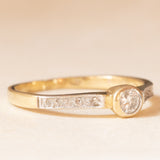 Solitario vintage in oro giallo 9K con diamanti (0.20ctw ca.), anno 1998