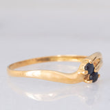 Anello Toi et Moi vintage in oro giallo 18K con zaffiri, anni ‘70