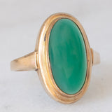 Anello vintage in oro giallo 8K con agata verde, anni ‘60/‘70