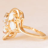 Anello vintage a forma di farfalla in oro giallo 14K con con opali (0.60ctw ca.) e diamanti, anni ‘70