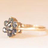 Anello a margherita in oro giallo 9K con zaffiri (1.20ctw ca.), anno 1992