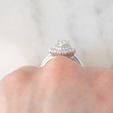 Anello ballerina vintage in platino con diamante fancy yellow (0.79ct) e diamanti (0.53ctw), anni ‘90