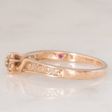 Anello vintage in oro rosa 9K con diamanti (0.03ctw ca.), anni ‘90