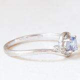 Anello vintage in oro bianco 9K con tanzanite (0.20ct ca.) e diamanti, anni ‘90