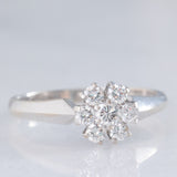 Anello a margherita vintage in oro bianco 14K con diamanti di taglio brillante (0.45ctw ca.)