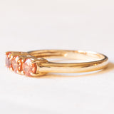 Anello trilogy moderno in oro giallo 9K con topazi arancioni trattati, anno 2006