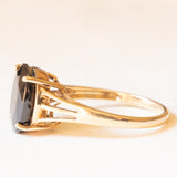 Anello da cocktail vintage in oro giallo 9K con quarzo nero (3ct ca.), anno 2006