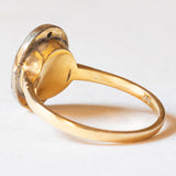 Anello antico in oro giallo 14K con smalti neri e perlina bianca, primi del ‘900
