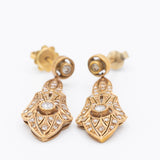 Orecchini vintage in stile Art Déco in oro giallo 18K con diamanti (0.70ctw ca.), anni ‘70/‘80