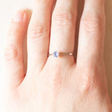 Solitario vintage in oro bianco 9K con tanzanite (0.15ct ca.), anni ‘90