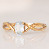 Anello vintage in oro giallo 9K con topazio azzurro (0.40ct ca.), anni ‘70/‘80