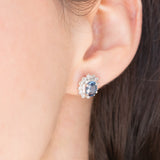 Orecchini a margherita vintage in platino con zaffiri (2.16ct) e diamanti (0.88ctw), anni ‘80