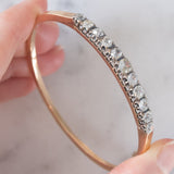 Braccialetto rigido antico in oro giallo 18K e argento con diamanti di taglio vecchia miniera (2ctw ca.), primi del ‘900