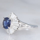 Ballerina in blu - Anello ballerina vintage in platino con zaffiro e diamanti