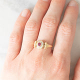 Anello doppio girevole in oro giallo 14K con rubino (0.20ct ca.)/smeraldo (0.14ct ca.) e diamanti, anni ‘80