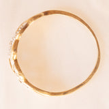 Anello vintage intrecciato in oro giallo e bianco 9K con diamanti (0.04ctw ca.), anni ‘70
