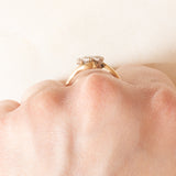 Anello bypass in oro giallo e bianco 9K con diamanti di taglio brillante (0.26ctw ca.), anno 1986