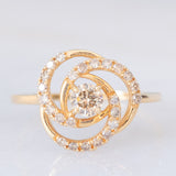 Anello tourbillion in oro giallo 18K con diamanti (0.45ctw), anni ‘80