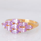 Anello in oro giallo 9K con zaffiri rosa sintetici (1.24ctw)