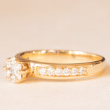 Anello a margherita vintage in oro giallo 14K con diamanti di taglio brillante (0.25ctw ca.), anni ‘70/‘80