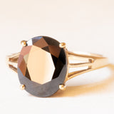 Anello da cocktail vintage in oro giallo 9K con quarzo nero (3ct ca.), anno 2006