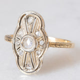 Anello antico in oro giallo 18K e argento con diamanti di taglio rosetta, primi del ‘900