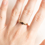 Anello solitario in oro giallo 14K con granato, anni ‘70/‘80